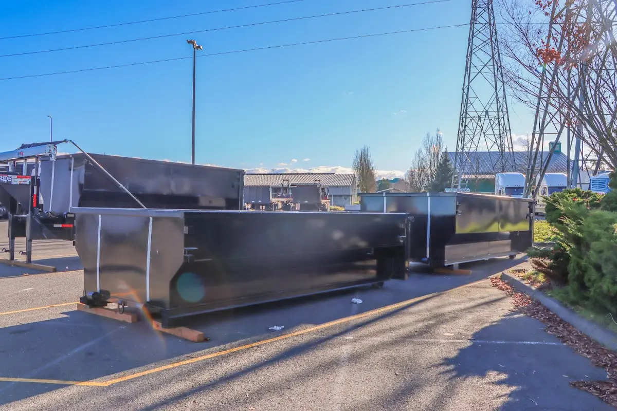 Roll-off dumpster ready for waste disposal at job site for 12 Yard Dumpster Rental in Harris
